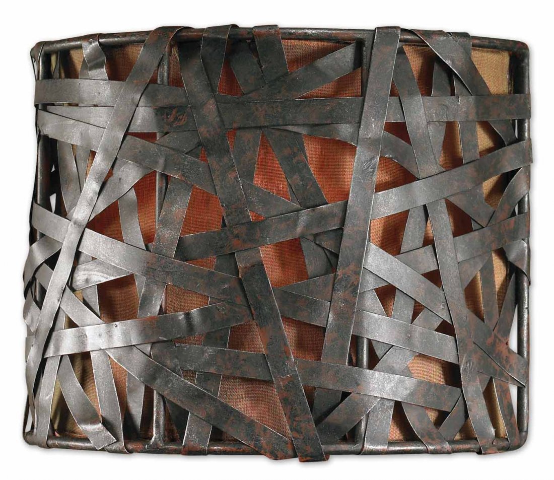 ALITA 1 LIGHT BLACK WALL SCONCE: Alita 1 Light Black Wall Sconce - Voltage: 110 - Material: Metal & Fabric - Overall Depth: 5 Inches - Overall Width: 7 Inches - Overall Height: 9 Inches - Weight: 6 Lbs. - Description: Aged Black Meta