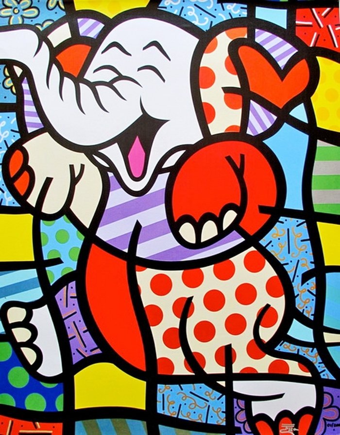 JOZZA ELEPHANT HAND SIGNED GICLEE ON CANVAS: This Is A Very Nice Hand Signed, Limited Edition, Giclée On Canvas By Jozza Titled “elephant". If You Love Romero Britto, You'll Love Jozza... Britto's First And Only Student! This Giclee Is Hand S