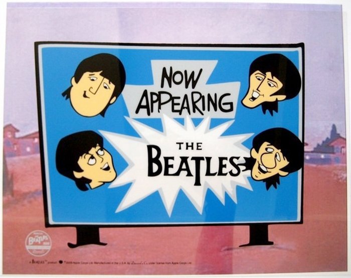 THE BEATLES NOW APPEARING ANIMATION CARTOON SERICEL CEL: This Is A Rare, Sold Out, Limited Edition Sericel Titled "now Appearing". This Cel Measures 12" X 16" And Bears The Official Dennilu Stamped Seal In The Bottom Right Corner. This Cel Comes With A Cert