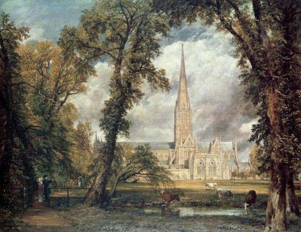 JOHN CONSTABLE - SALISBURY CATHEDRAL: John Constable - Salisbury Cathedral - 36 X 23 3/4 In. - This Giclée Print Is Gallery Stretched And Ready To Hang Or Lean Against A Wall, Or Display On An Easel. - A Giclée Print Is The Highest Qual