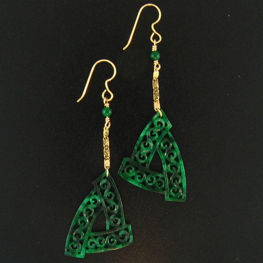 NATURAL GREEN JADE EARRINGS: This Is A-one-of-a-kind - Natural Green Jade Earrings - Metal: Yellow Gold Karat: 18k Stone Size: 26x35mm - This Is Guaranteed Grade A Jade (jadeite)