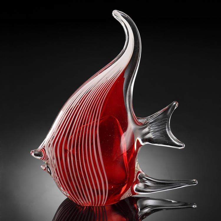 ART GLASS RED ANGEL FISH: Art Glass Red Angel Fish - Dimensions: 10"H 8"W 2"D Material: GLASS Weight: 2.65lbs