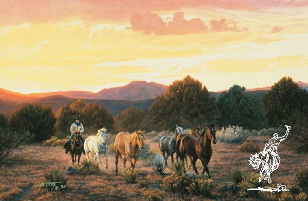 Evening Glow by Tim Cox: Evening Glow by Tim Cox - Edition Size: 950 - Print - Signed & Numbered Dimensions: 16 x 24 Release Date: 4-2008 ……….As a young child, Tim Cox vowed he “was going to be a cowboy artist” when