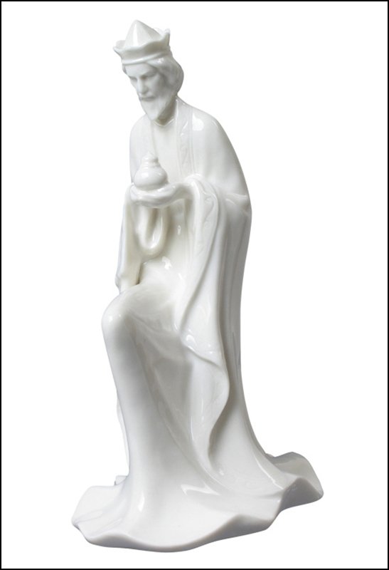NATIVITY WISE MAN WITH MYRRH (GLAZED): Nativity - Wise Man With Myrrh (glazed) - Material - Fine Porcelain - Size - (h) 5 7/8