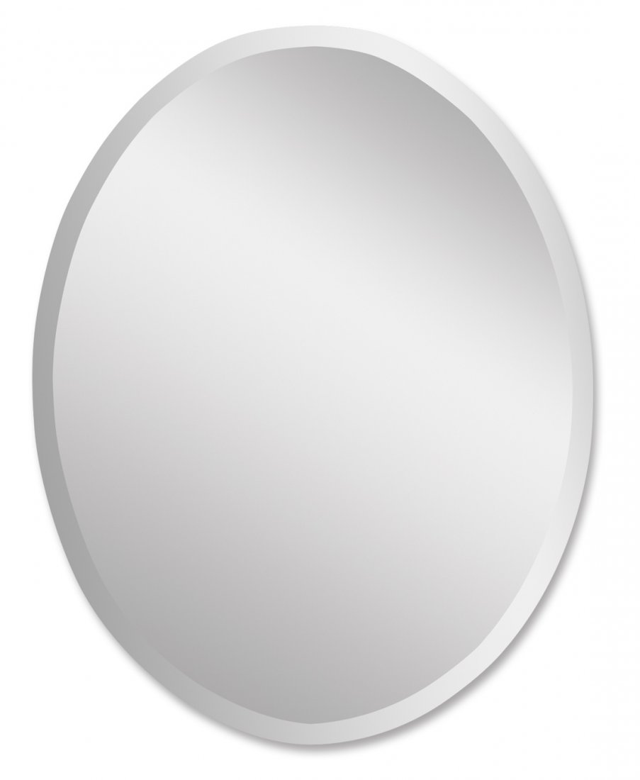 FRAMELESS LARGE OVAL MIRROR: Frameless Large Oval Mirror - Polished Edges For A Smooth Finish. May Be Hung Either Horizontal Or Vertical. - Material: Glass Overall Depth In Inches: 0.5 Overall Width In Inches: 24 Overall Height I