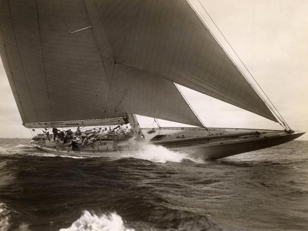 EDWIN LEVICK - J CLASS SAILBOAT, 1934: Edwin Levick - J Class Sailboat, 1934 - 40 X 30 In. - This Giclée Print Is Gallery Stretched And Ready To Hang Or Lean Against A Wall, Or Display On An Easel. - A Giclée Print Is The Highest Quality