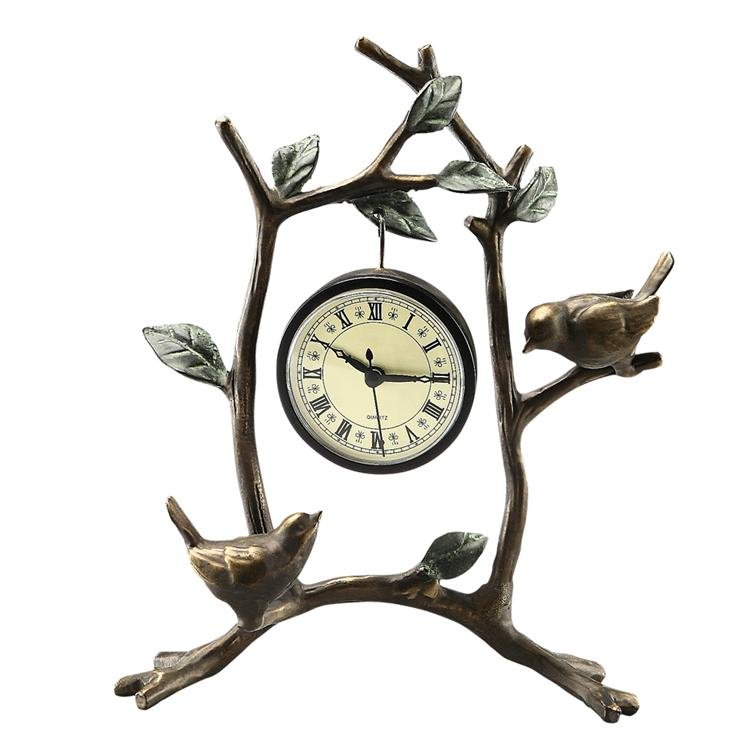LOVEBIRDS CLOCK: Lovebirds Clock - Dimensions: 10.5"H 9"W 3"D Material: ALUMINUM Weight: 1.00lbs