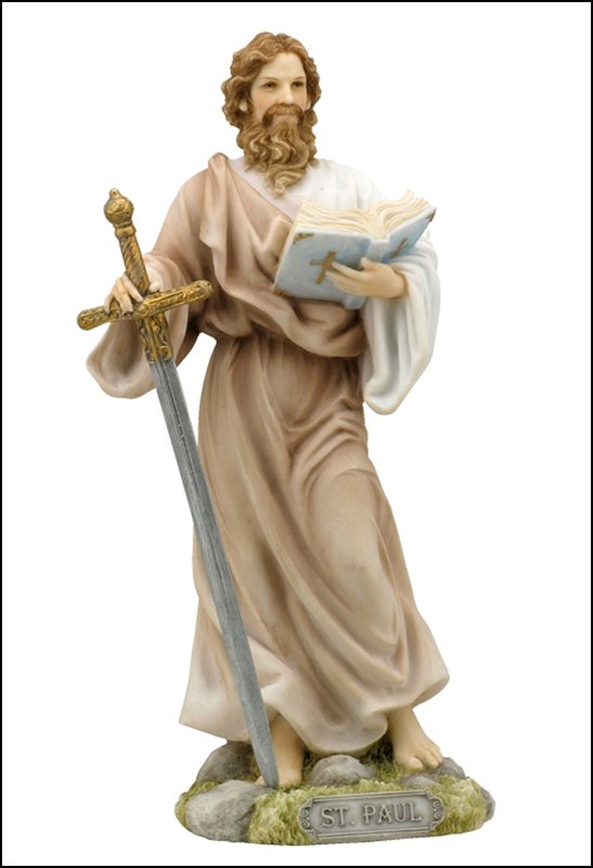 ST. PAUL - THE APOSTLE OF THE GENTILES (LIGHT COLOR): St. Paul - The Apostle Of The Gentiles (light Color) - Material - Poly Stone - Size - (h) 7 7/8