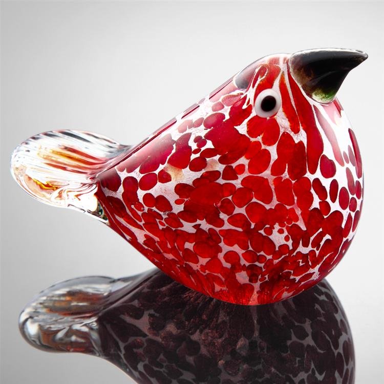 Art Glass Mottled Redbird: Dimensions: 2.5"H 4"W 2.5"D Material: GLASS Weight: 0.6lbs