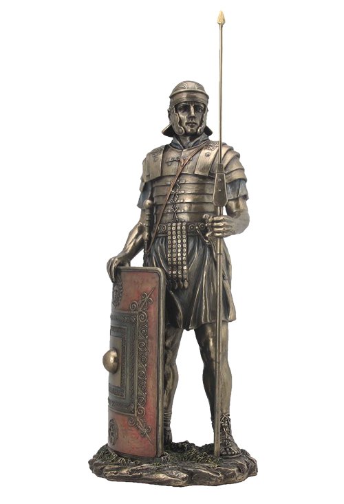 ROMAN SOLDIER WITH JAVELIN AND SHIELD - COLD CAST: Roman Soldier With Javelin And Shield - Material - Cold Cast Bronze - Size - 14 3/8