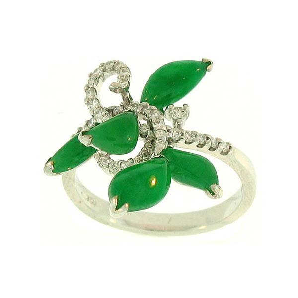 NATURAL GREEN JADE RING: This Is A-one-of-a-kind - Natural Green Jade Ring - Metal: White Gold Karat: 18k Dia. Wt.: 0.30 Ct Stone Size: Varies - This Is Guaranteed Grade A Jade (jadeite)