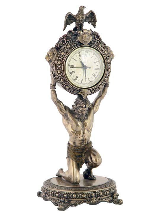 ATLAS CLOCK - COLD CAST BRONZE: Atlas Clock - Material - Cold Cast Bronze - Size - 15 3/8
