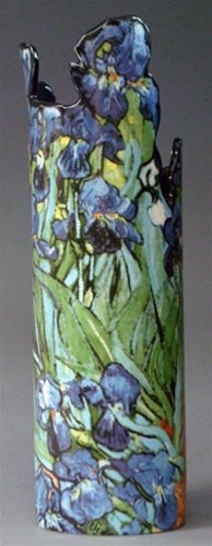 IRISES VASE BY VAN GOGH: Irises Vase By Van Gogh - Size: 10"h X 3.25" Diam Item Type: Ceramic Vase Material: Ceramic Weight (lbs): 1 - - Irises Art Ceramic Vase By Van Gogh Illustrates Van Gogh's Famous Painting Of Irises Ada