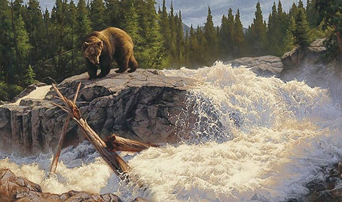 THE CASCADES - GREG BEECHAM: The Cascades - Greg Beecham - Hand Signed - Limited Edition Canvas - Image Size: 30"w X 18"h. Edition Size:75 - “This is Wyoming,” Greg Beecham says. “Spectacular countryside, glacier streams. I