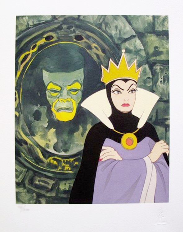 DISNEY SNOW WHITE "MIRROR MIRROR ON THE WALL" LIMITED: This Is A Limited Edition Giclee Of The Evil Queen From Disney Snow White Titled "mirror Mirror On The Wall". Published By Walt Disney Art Classics In 2000. This Giclee Is Pencil Numbered From An Edit