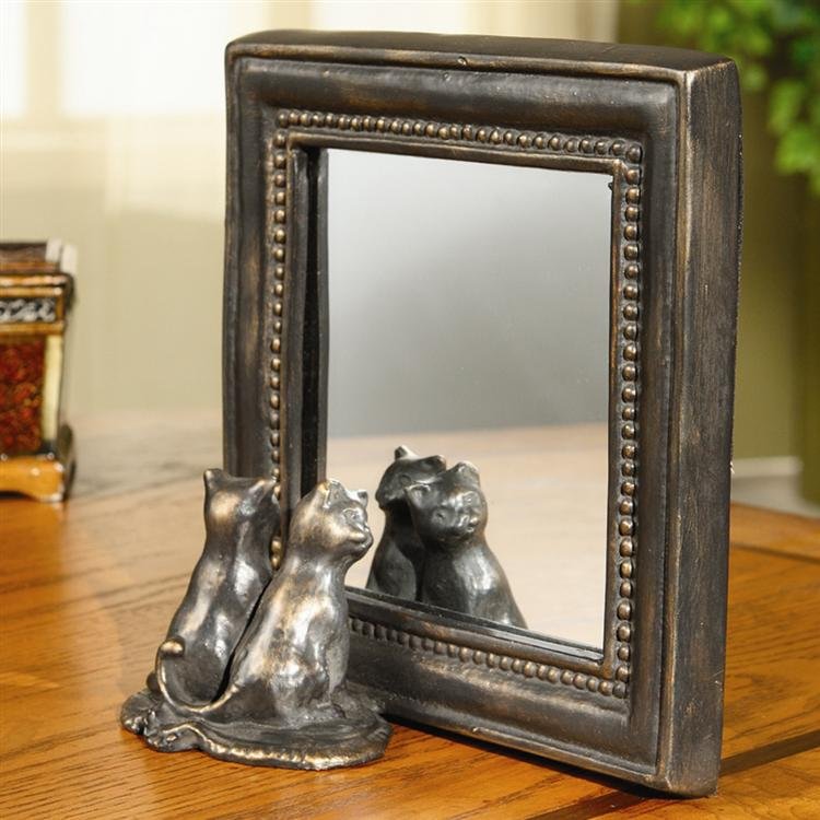 Square Mirror with Kittens: Dimensions: 7"H 7"W 3"D Material: IRON Weight: 2.5lbs