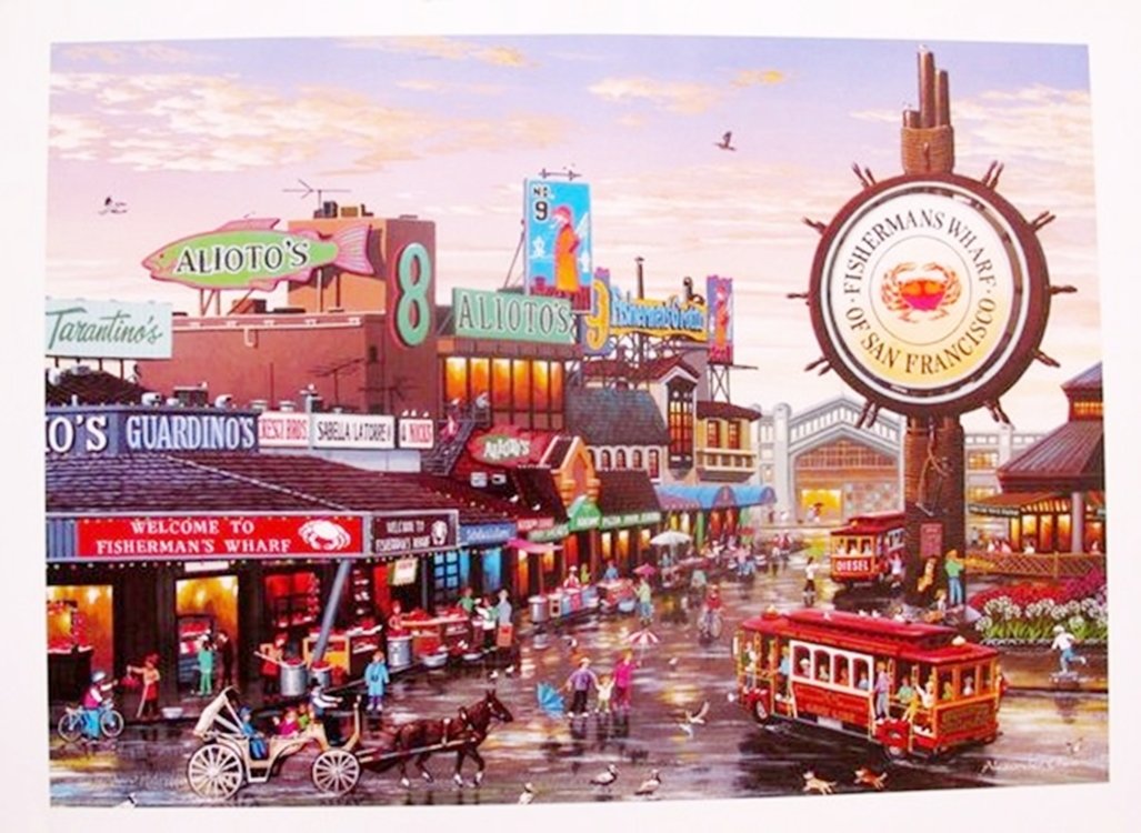 ALEXANDER CHEN "FISHERMAN'S WHARF" SAN FRANCISCO: This Is A Mixed Media Seriograph By Alexander Chen Titled "fisherman's Wharf" . Medium: Mixed Media On Deluxe Paper. This Piece Comes Unsigned And Not Numbered. This Is A Gorgeous Piece With Brilliant