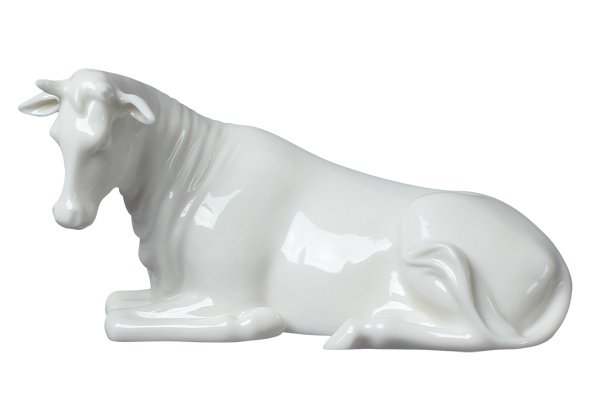 NATIVITY COW (WHITE): Nativity - Cow (white) - Material - Fine Porcelain - Size - (l) 5 1/8