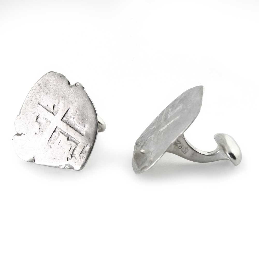 SPANISH SHIPWRECK CUFFLINKS: Spanish Shipwreck Cufflinks---metal: Sterling Silver-measures: Approximately 1/2" X 1/2"--