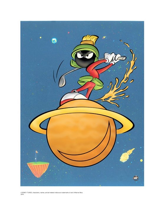 WARNER BROTHERS-MARTIAN GOLF: Artist: Warner Brothers. Title: Martian Golf. Brief Description: Signed Art Limited Edition On Paper Edition 500 With Warner Brohter Halogram For Authenticity. Size (in Inches): 20 X 16. Certificate: 