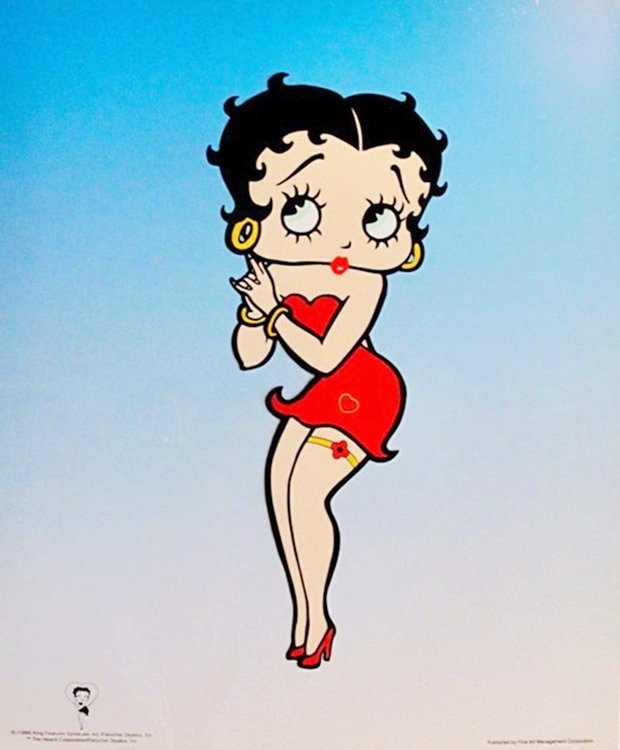 BETTY BOOP BETTY BOOP PIN-UP LARGE ANIMATION CEL: This Is A Rare, Sold Out, Limited Edition Betty Boop Large Sericel Entitled "betty Boop Pin-up". This Cel Measures 16.5" X 13.5. This Cel Bears The King Features Serigraph Seal In The Bottom Left Corn
