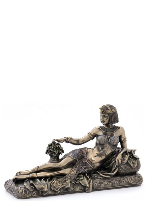ART DECO STYLE EGYPTIAN QUEEN LYING ON THE CHAISE: Art Deco Style Egyptian Queen Lying On The Chaise Lounge - Material - Cold Cast Bronze - Size - 9 1/2