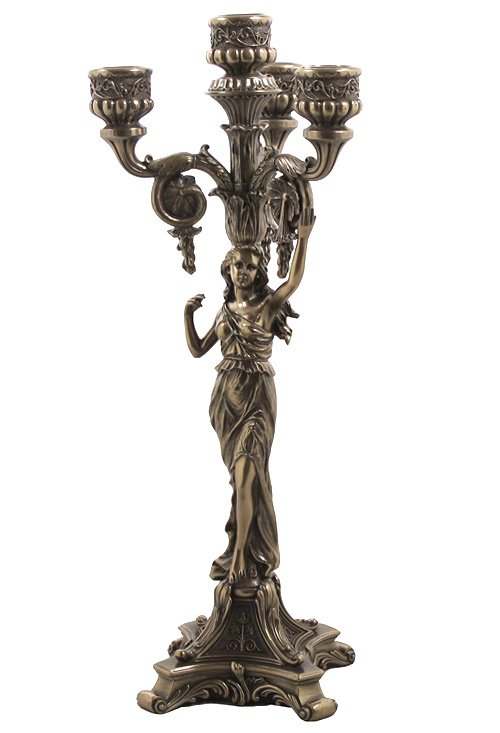 LADY IN TOGA CANDELABRUM - COLD CAST BRONZE: Lady In Toga Candelabrum - Material - Cold Cast Bronze - Size - 15 1/4
