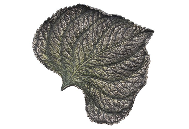 HYDRANGEA LEAF DISH - COLD CAST BRONZE: Hydrangea Leaf Dish - Material - Cold Cast Bronze - Size - 8 1/4