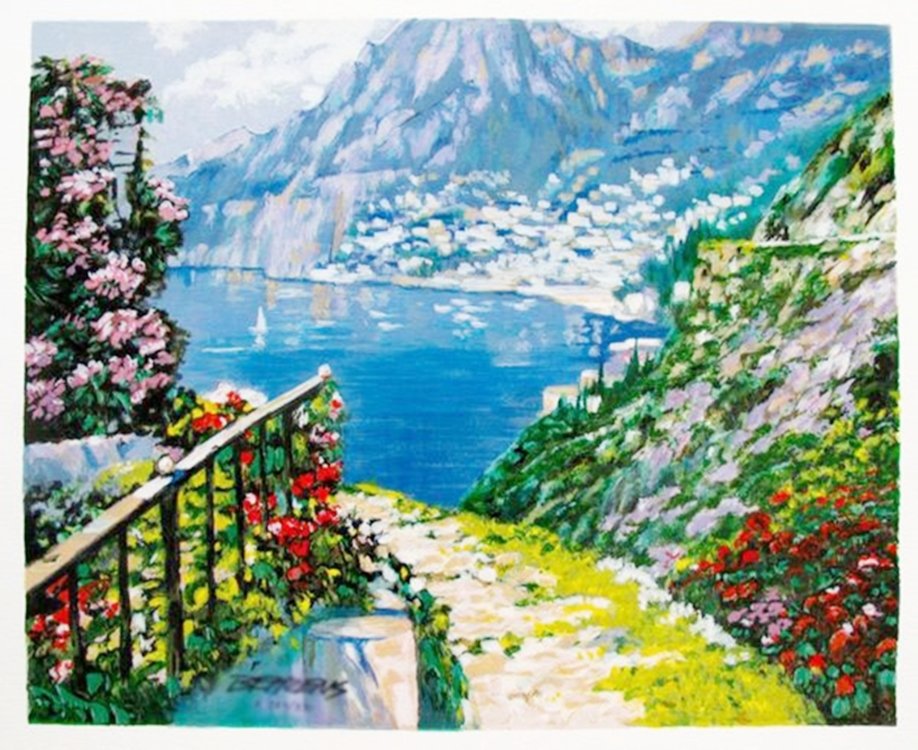 HOWARD BEHRENS ROAD TO POSITANO LIMITED ED. HAND SIGNED: This Is A Limited Edition Original Hand Signed Serigraph On Deluxe Thick Paper By Howard Behrens Titled “road To Positano” . Hand Signed By The Artist. This Piece Is Numbered R 289/350. Paper Size