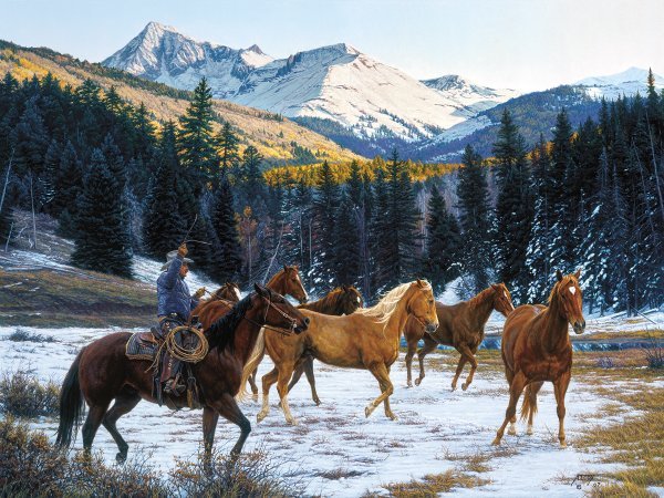 Where the Sun Shines on the Mountain Tops by Tim Cox: Where the Sun Shines on the Mountain Tops by Tim Cox - Edition Size: 950 - Print - Signed & Numbered Dimensions: 22 x 30 Release Date: 10-2008 ……….As a young child, Tim Cox vowed he “was going