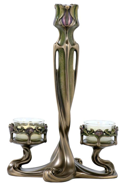 TULIPS CANDLE HOLDER - COLD CAST BRONZE: Tulips Candle Holder - Material - Cold Cast Bronze - Size - 9 3/4