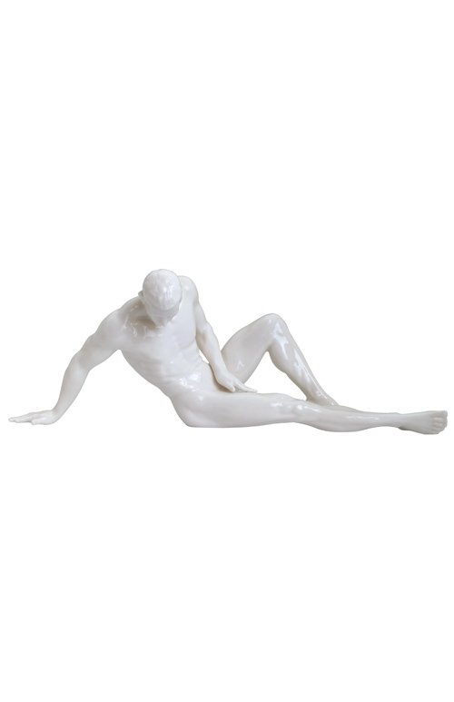 NUDE MALE: Nude-male-(glazed) - Material - Fine Porcelain - Size - (l) 12 3/4