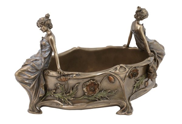 ART NOUVEAU LADY SITTING FLOWERPOT - COLD CAST BRONZE: Art Nouveau Lady Sitting Flowerpot - Material - Cold Cast Bronze - Size - 13
