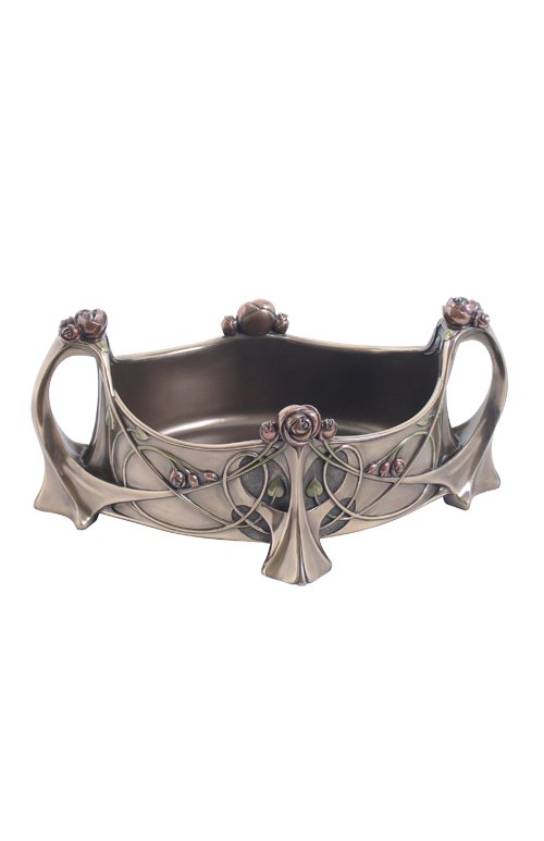 ROSE FLOWER BOWL - COLD CAST BRONZE: Rose Flower Bowl - Material - Cold Cast Bronze - Size - 12 3/8