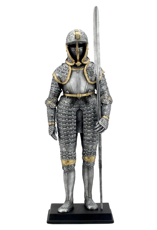 MEDIAVAL ARMOR WITH LANGDEBEVE: Mediaval Armor With Langdebeve - Material - Poly Stone - Size - (h) 11 3/4