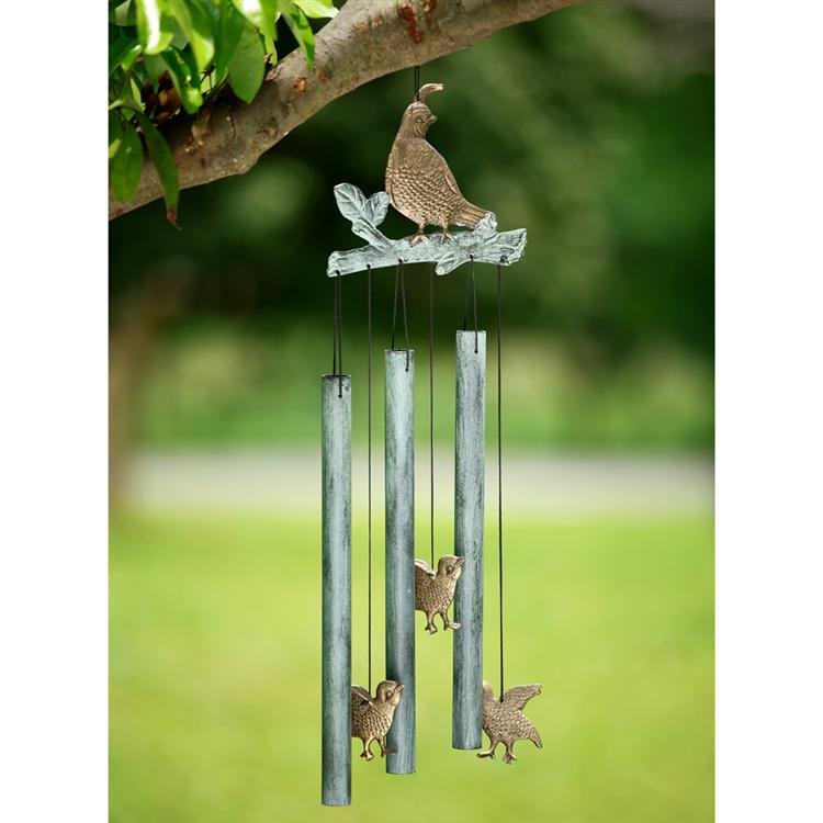 QUAIL WIND CHIME: Dimensions: 22"h 6"w Material: Aluminum Weight: 0.50lbs