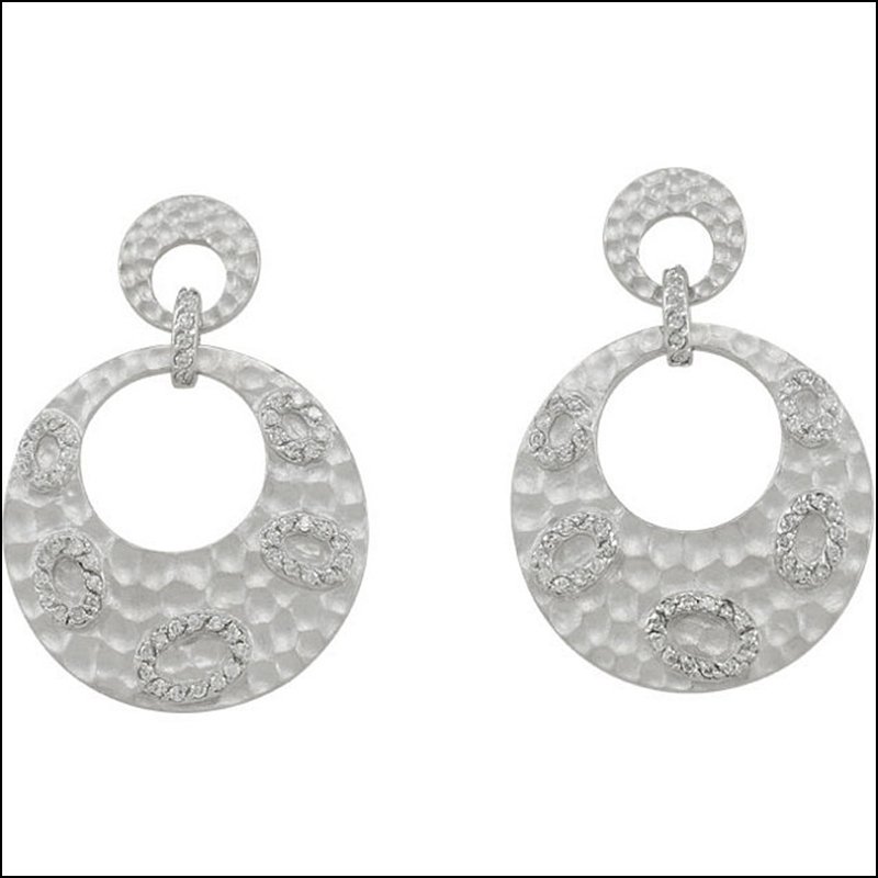 STERLING SILVER CZ EARRINGS: Sterling Silver Cz Earrings - Ster / Rhodium Plated / Pair / P / Cubic Zirconia Earrings - Weight: 15.3dwt - Gramweight: 23.79