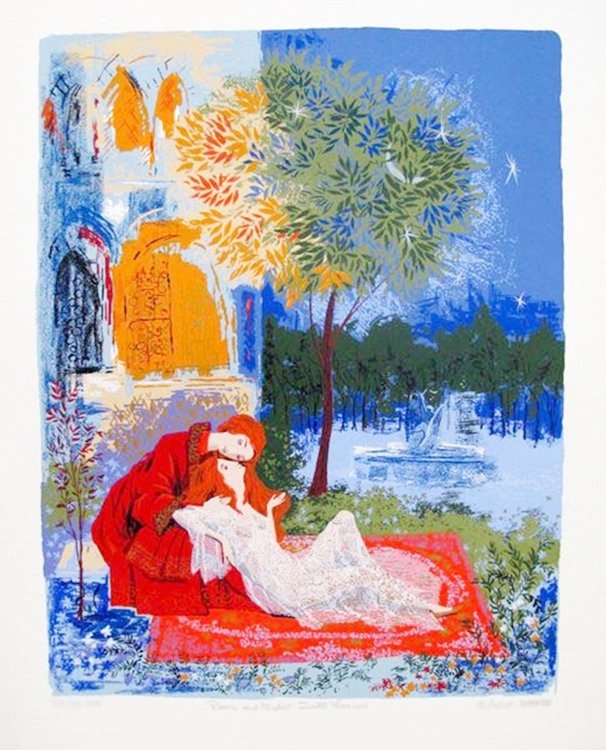 MARC CHAGALL ROMEO AND JULIET LIMITED ED. LITHOGRAPH: This Is A Marc Chagall Lithograph Titled "romeo And Juliet". This Is Facsimile Signed And Pencil Numbered From A Limited Edition Of 500. Measures 36" X 23". Printed On High Quality Archival Paper With