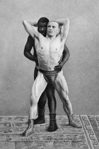 VINTAGE WRESTLER - CHAMPION RUSSIAN WRESTLER: Vintage Wrestler - Champion Russian Wrestler - 29 1/2 X 44 In. This is a Giclée on Canvas. Very Large Piece!