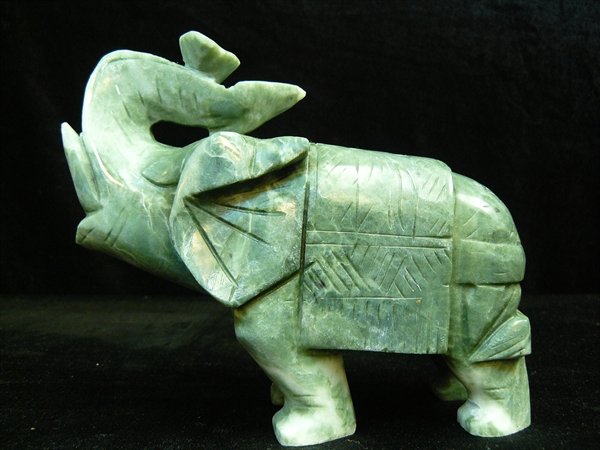 PAIR OF JADE ELEPHANTS: Pair Of Jade Elephants - Size: Long 7", Deep 3", High 6" - This Is A Pair Of Jade Elephants, Made From Solid Piece Of Southern Jade.