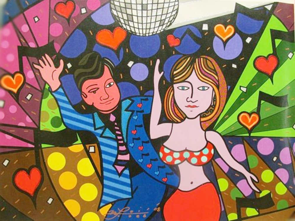 NEIL LOEB "DISCO" HAND SIGNED MIXED MEDIA ON CANVAS: This Is A Gorgeous Original Hand Signed Mixed Media On Canvas By Neil Loeb Titled “disco”. Produced By The Artist In 2008. Hand Signed And Embellished By The Artist With Glitter Accents. This Piec