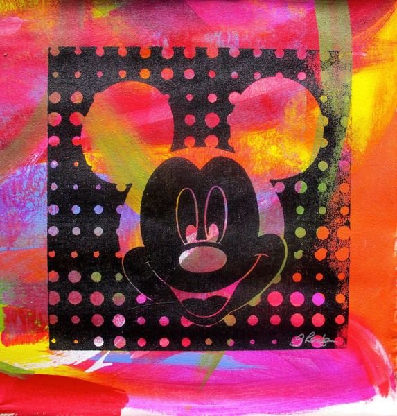GAIL RODGERS DISNEY "MICKEY MOUSE" HAND PAINTED &: This Is A Gorgeous Original Hand Signed And Hand Painted Serigraph On Canvas By Gail Rodgers Titled “mickey Mouse” . This Piece Is Not Numbered Since Each Of Gail Rodgers Pieces Are Hand Painted A