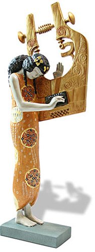 POETRY WOMAN HOLDING HARP FROM BEETHOVEN FRIEZE BY: Poetry Woman Holding Harp From Beethoven Frieze By Gustav Klimt - Size: 11.5 In. X 4 In. X 1.75 In. Item Type: Statue Material: Resin With Hand-painted Color Details Weight (lbs): 1 Lbs - - The Beetho