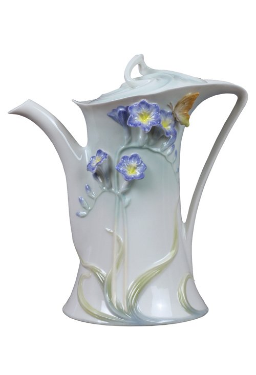 FREESIA COFFEE POT (PURPLE FLOWER): Freesia Coffee Pot (purple Flower) - Material - Fine Porcelain - Size - (h) 5 1/2