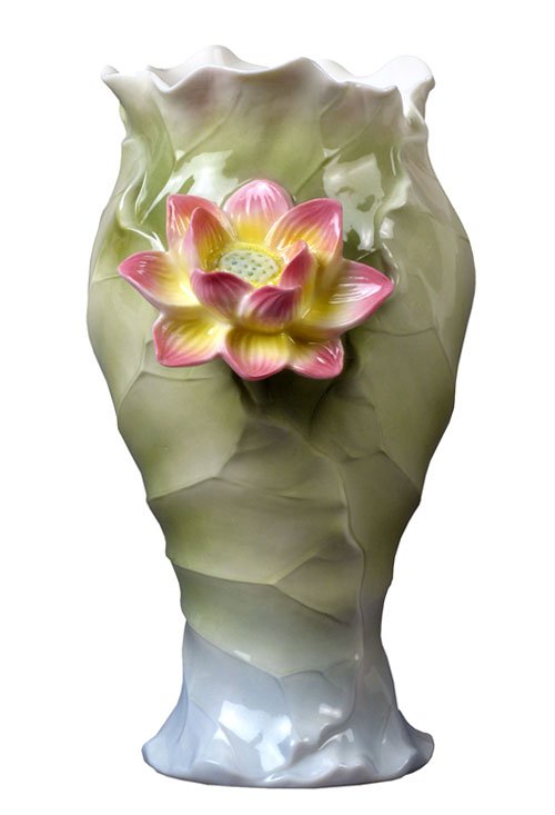 LOTUS FLOWER VASE: Lotus Flower Vase - Material - Fine Porcelain - Size - (h) 8 3/4