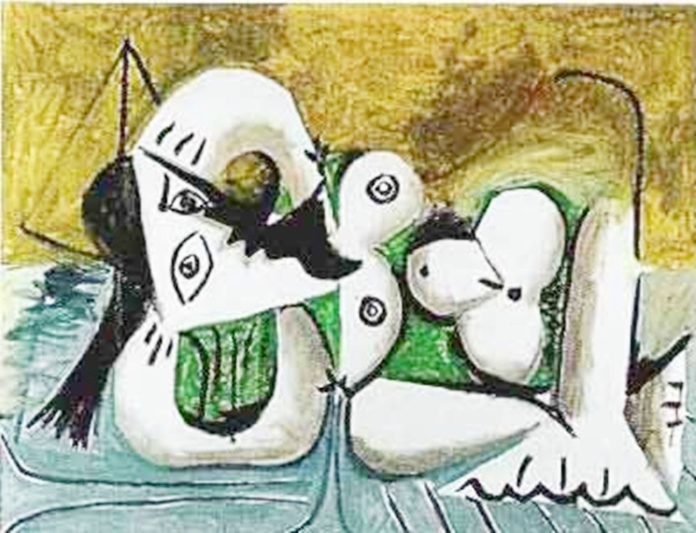 #135 RECLINING NUDE PICASSO ESTATE SIGNED GICLÉE: This Is A Pablo Picasso Giclée Lithograph Print Titled "reclining Nude." This Artwork Is Magnificent With Brilliant Rich Colors And Visual Sweep. This Is An Authentic Estate Approved Limited Edition 
