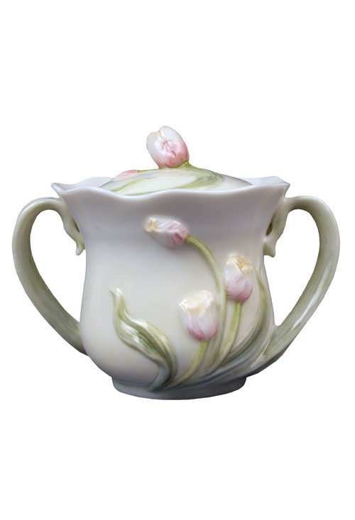 TULIP SUGAR JAR: Tulip Sugar Jar - Material - Fine Porcelain - Size - (l) 4 1/4