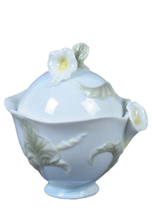 CALA LILY SUGAR JAR: Cala Lily Sugar Jar - Material - Fine Porcelain - Size - (h) 3 3/4