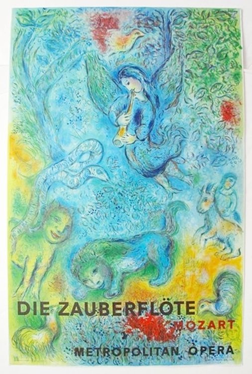MARC CHAGALL THE MAGIC FLUTE (DIE ZAUBERFLOTE) 1966: This Is A Lithograph By Marc Chagall, Titled "the Magic Flute ". This Is A Reproduction Of The Lithograph Of The Magic Flute Originally Created By Marc Chagall For The Metropolitan Opera In New York I