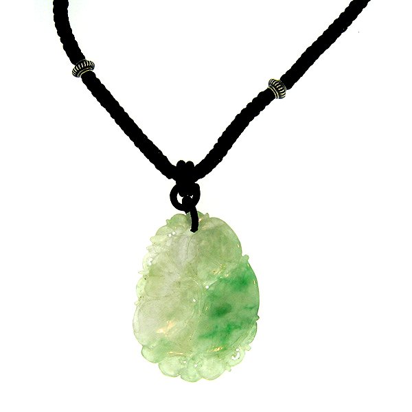 NATURAL GREEN WATER JADEITE NECKLACE: This Is A-one-of-a-kind - Natural Green Water Jadeite Necklace - Metal: N/a Karat: N/a Stone Size: 41x57mm Length: 16" Details: Carved Fish With Lotus Length Is Adjustable - This Is Guaranteed Grade A
